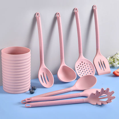 Silicone & Wheat Straw 8-Piece Kitchen Utensils Set