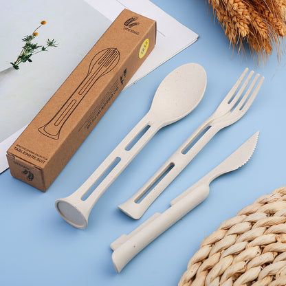 Nordic Wheat Straw 3-in-1  Portable Cutlery Set