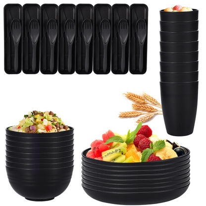 Black Wheat Straw Tableware Set - Eco-Friendly Dinnerware