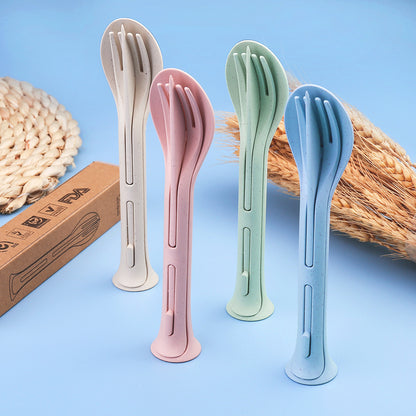 Nordic Wheat Straw 3-in-1  Portable Cutlery Set