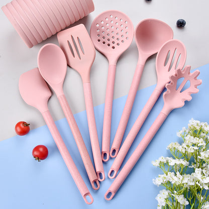 Silicone & Wheat Straw 8-Piece Kitchen Utensils Set