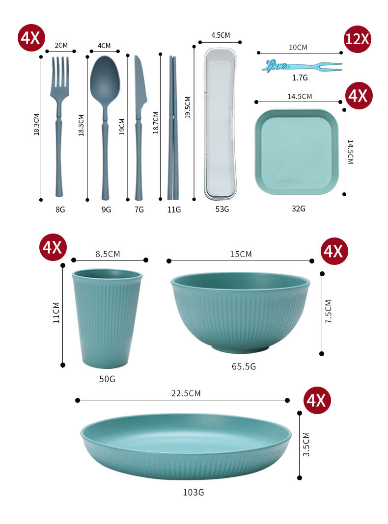 Vibrant Wheat Straw Dinnerware Set - 48-Piece