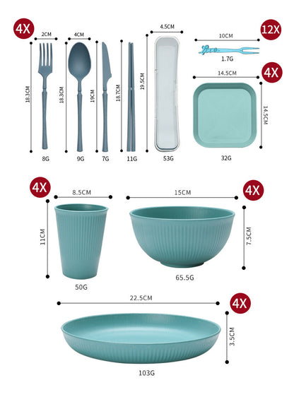 Vibrant Wheat Straw Dinnerware Set - 48-Piece