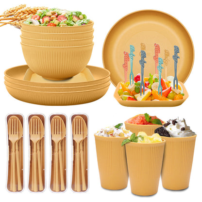 Vibrant Wheat Straw Dinnerware Set - 48-Piece