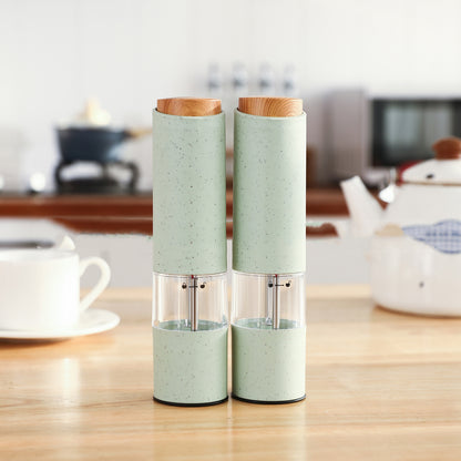 Wheat Straw Salt & Pepper Grinder Set - Electric Spice Mill