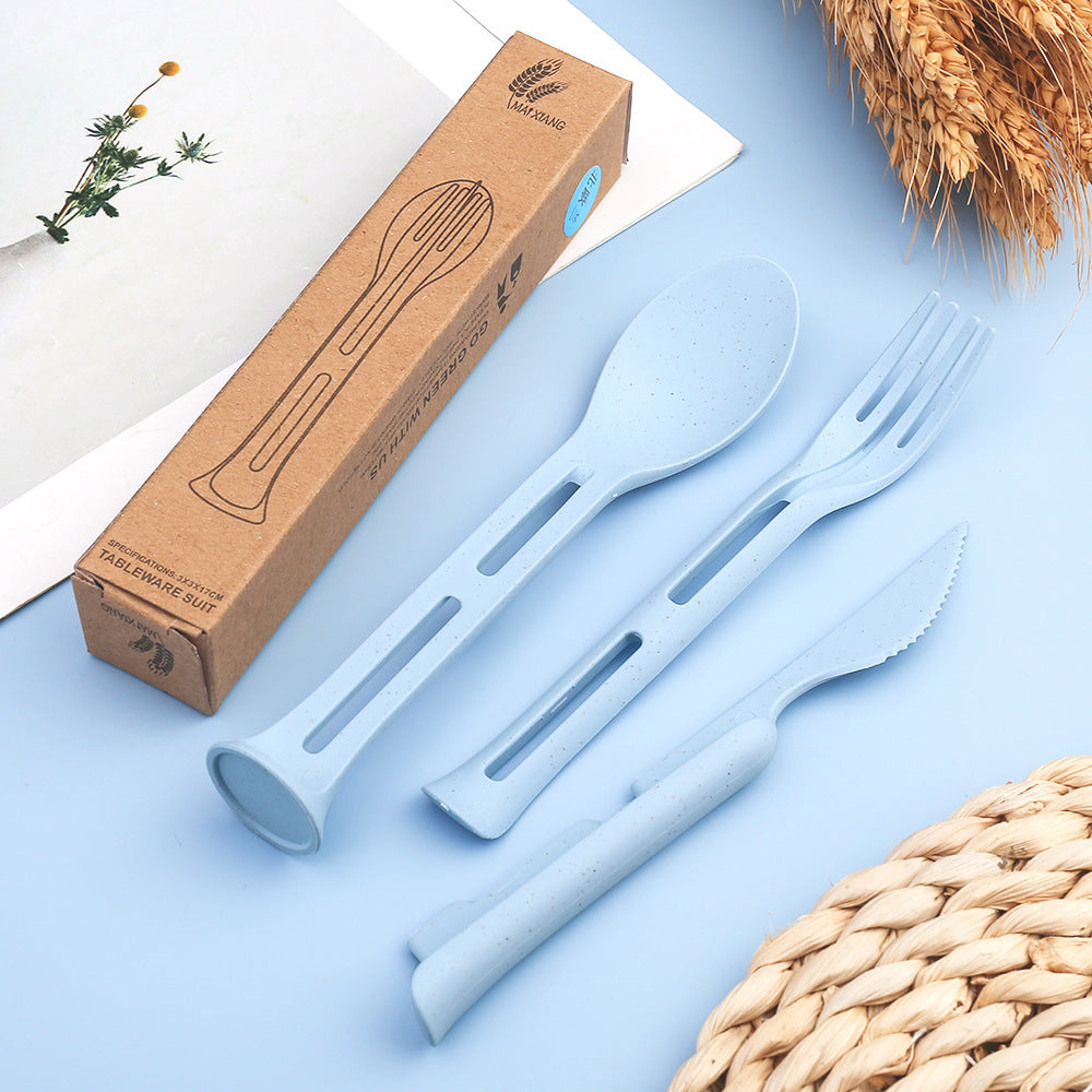 Nordic Wheat Straw 3-in-1  Portable Cutlery Set