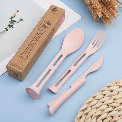 Nordic Wheat Straw 3-in-1  Portable Cutlery Set