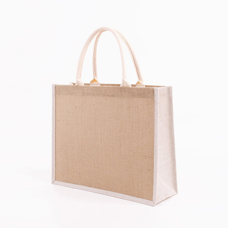 Retro Color Jute Tote Bag - Eco-Friendly Handbag