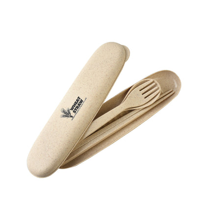 Eco-Friendly Wheat Straw Portable Cutlery Set - 4-Piece