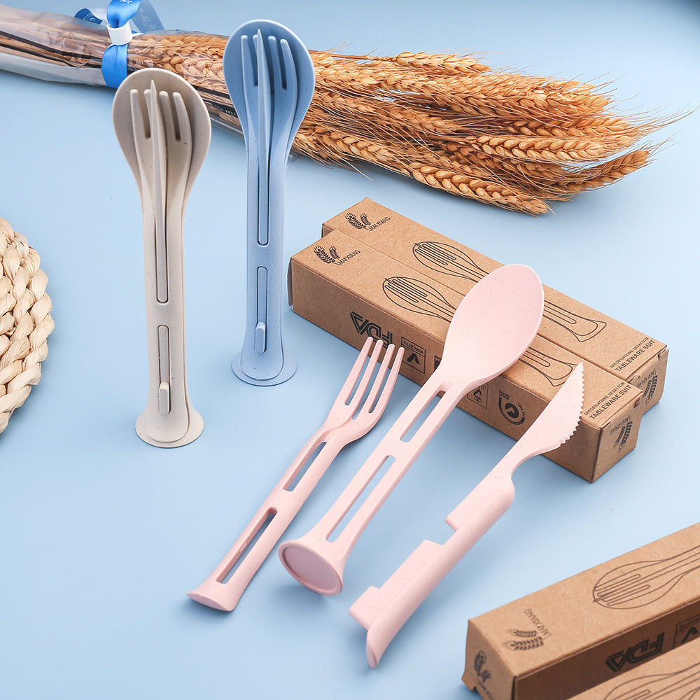 Nordic Wheat Straw 3-in-1  Portable Cutlery Set