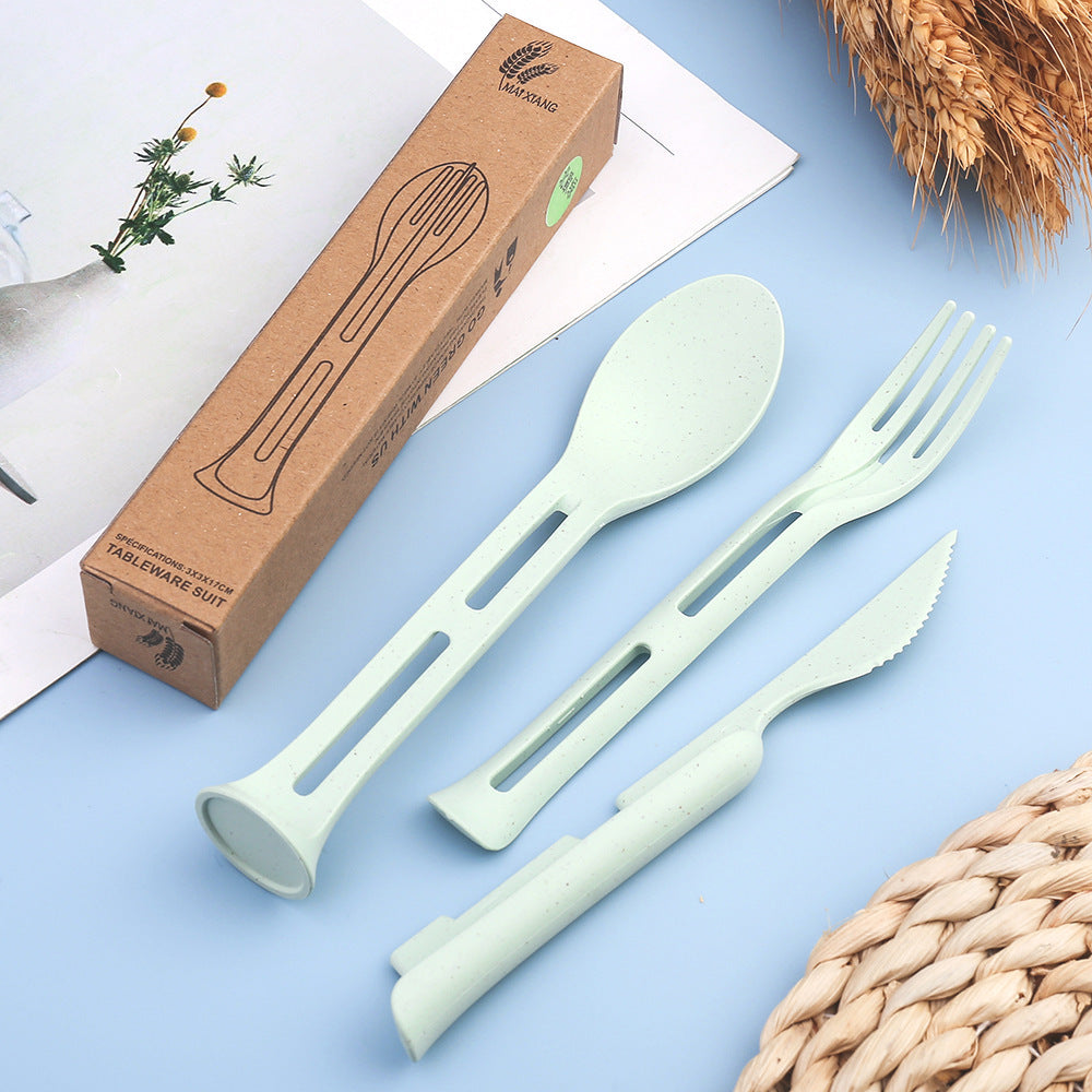 Nordic Wheat Straw 3-in-1  Portable Cutlery Set